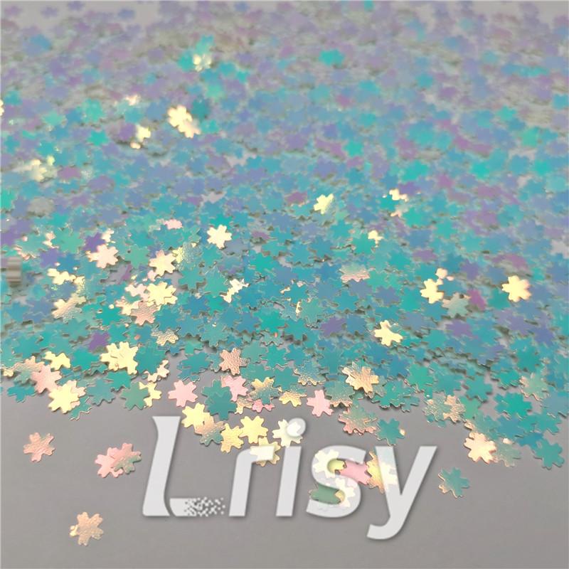 5mm Cherry Blossoms  (Sakura) Shaped Iridescent Ice Blue Glitter C021R