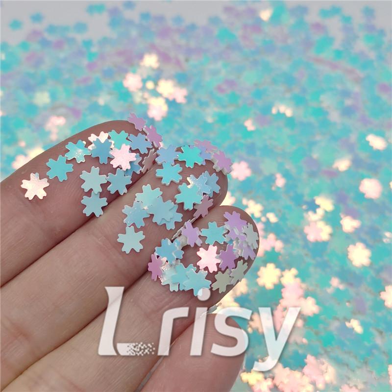 5mm Cherry Blossoms  (Sakura) Shaped Iridescent Ice Blue Glitter C021R