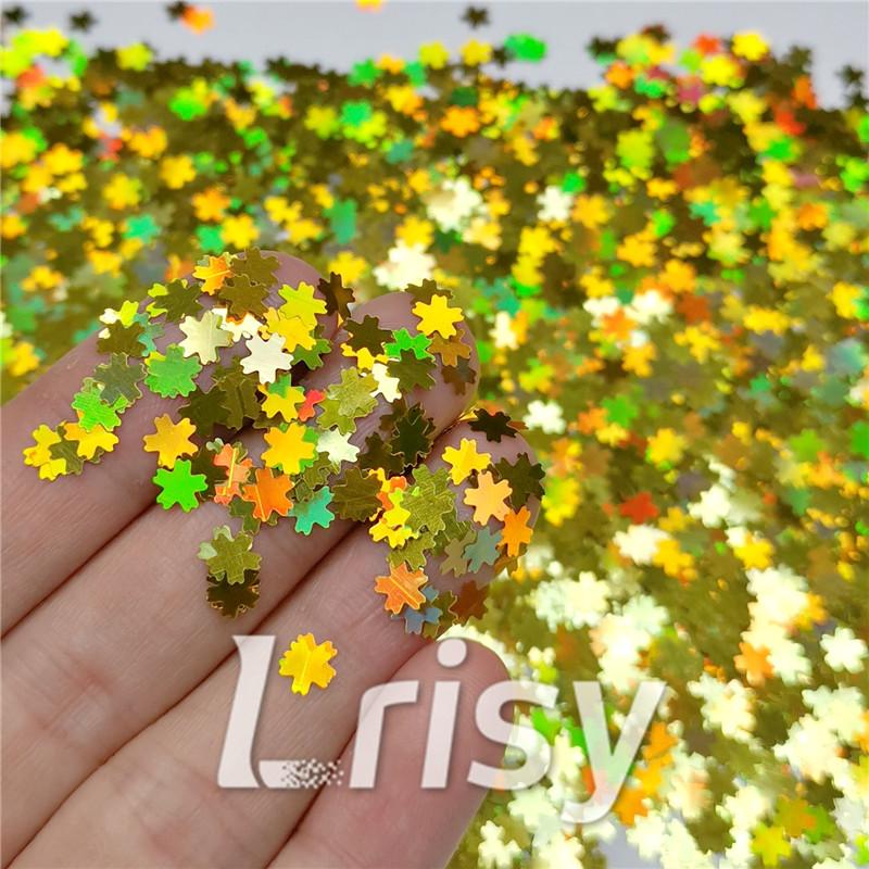 5mm Cherry Blossoms (Sakura) Shaped Holographic Gold Glitter LB0210