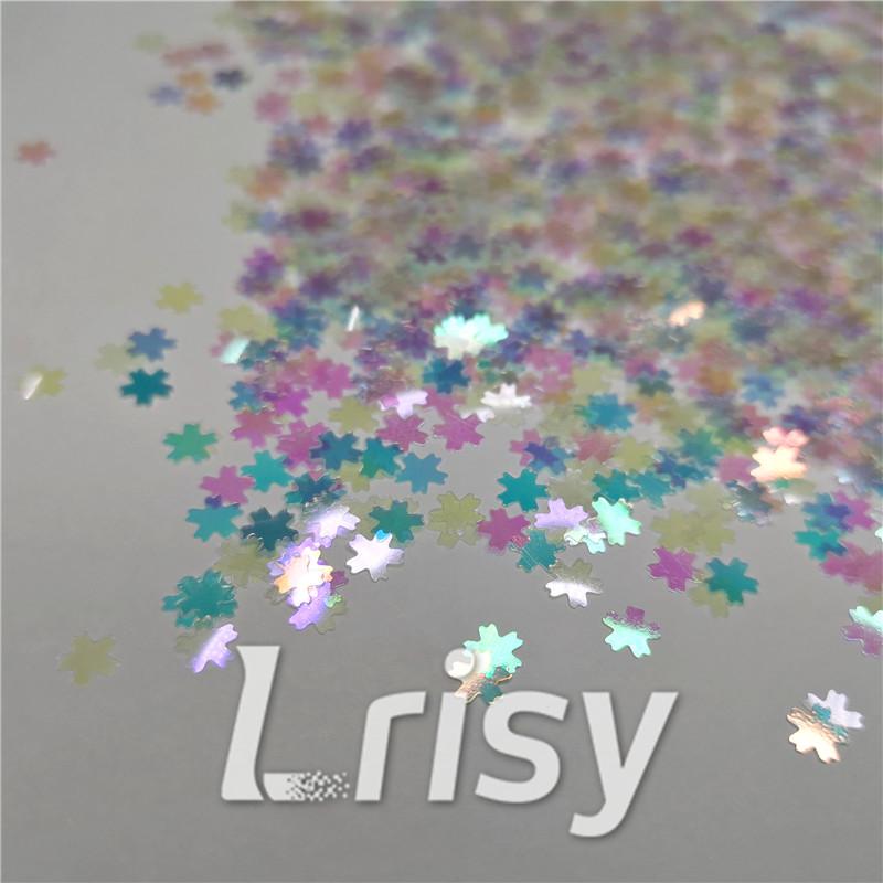 5mm Cherry Blossoms  (Sakura) Shaped Iridescent Rainbow Glitter C022