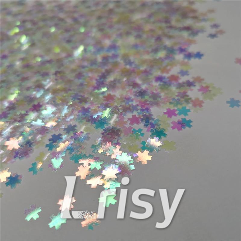 5mm Cherry Blossoms  (Sakura) Shaped Iridescent Rainbow Glitter C022