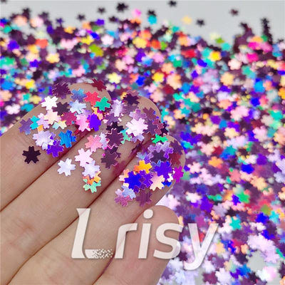 5mm Cherry Blossoms  (Sakura) Shaped Holographic Pink Glitter LB0901