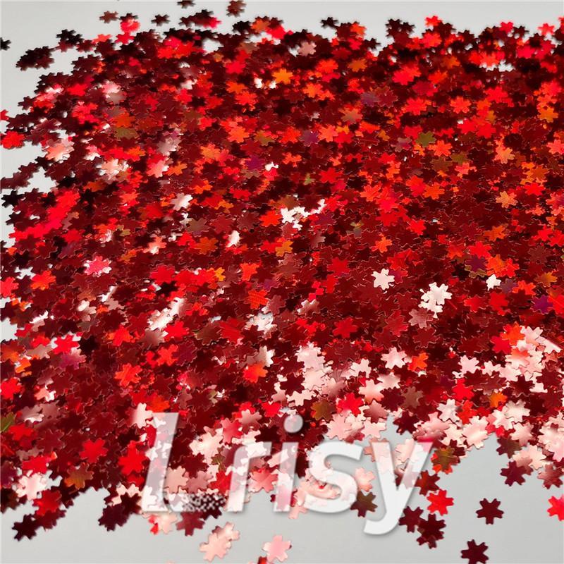 5mm Cherry Blossoms Shaped Holographic Red Glitter LB0300