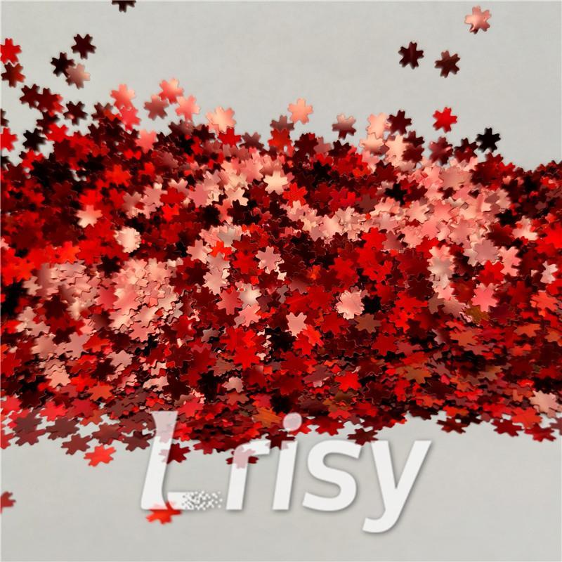 5mm Cherry Blossoms Shaped Holographic Red Glitter LB0300