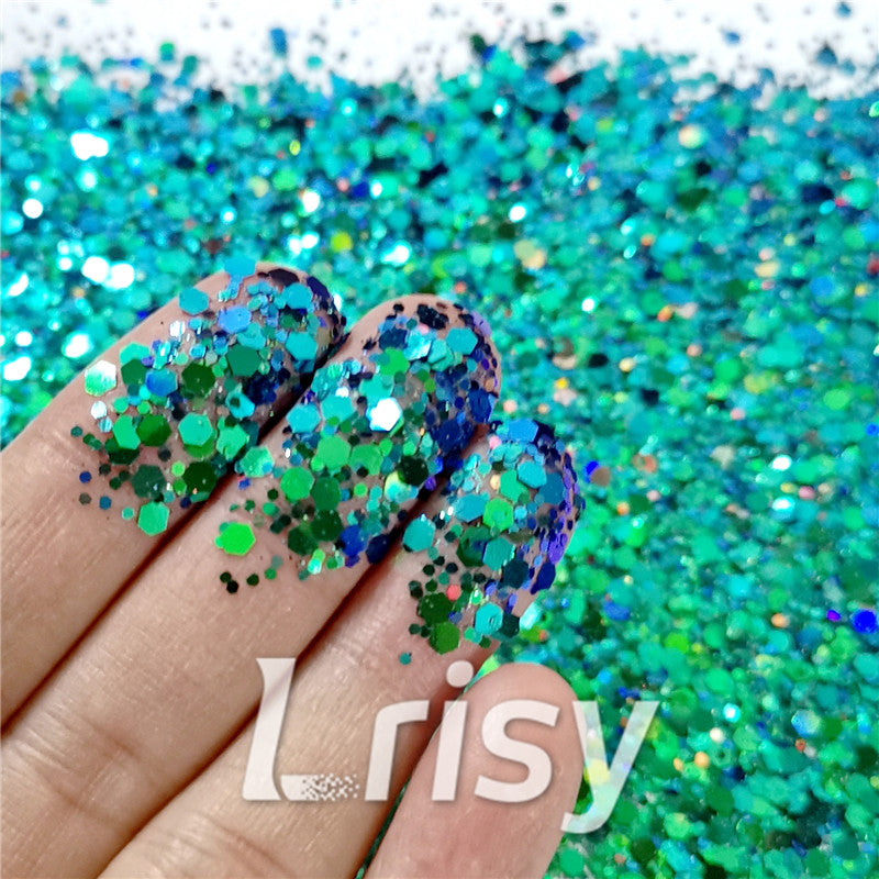 Mixed Hexagon Phantom Iridescent Glitter XLL010A