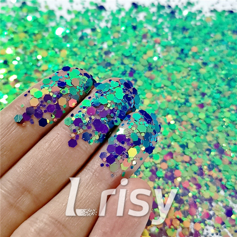 Mixed Hexagon Phantom Iridescent Glitter XCC209D