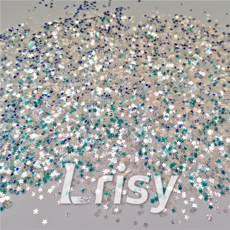 3mm Star Shaped Green Iridescent Glitter LZ321A