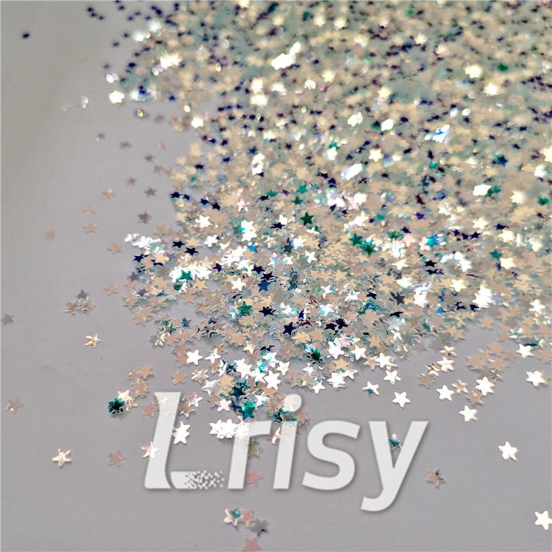 3mm Star Shaped Green Iridescent Glitter LZ321A