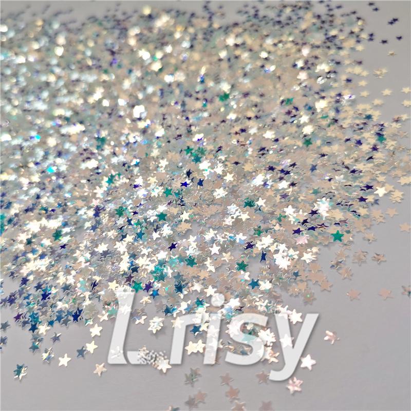 3mm Star Shaped Green Iridescent Glitter LZ321A