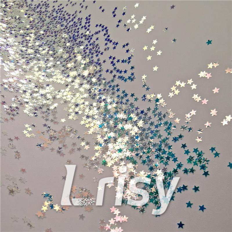 3mm Star Shaped Green Iridescent Glitter LZ321A