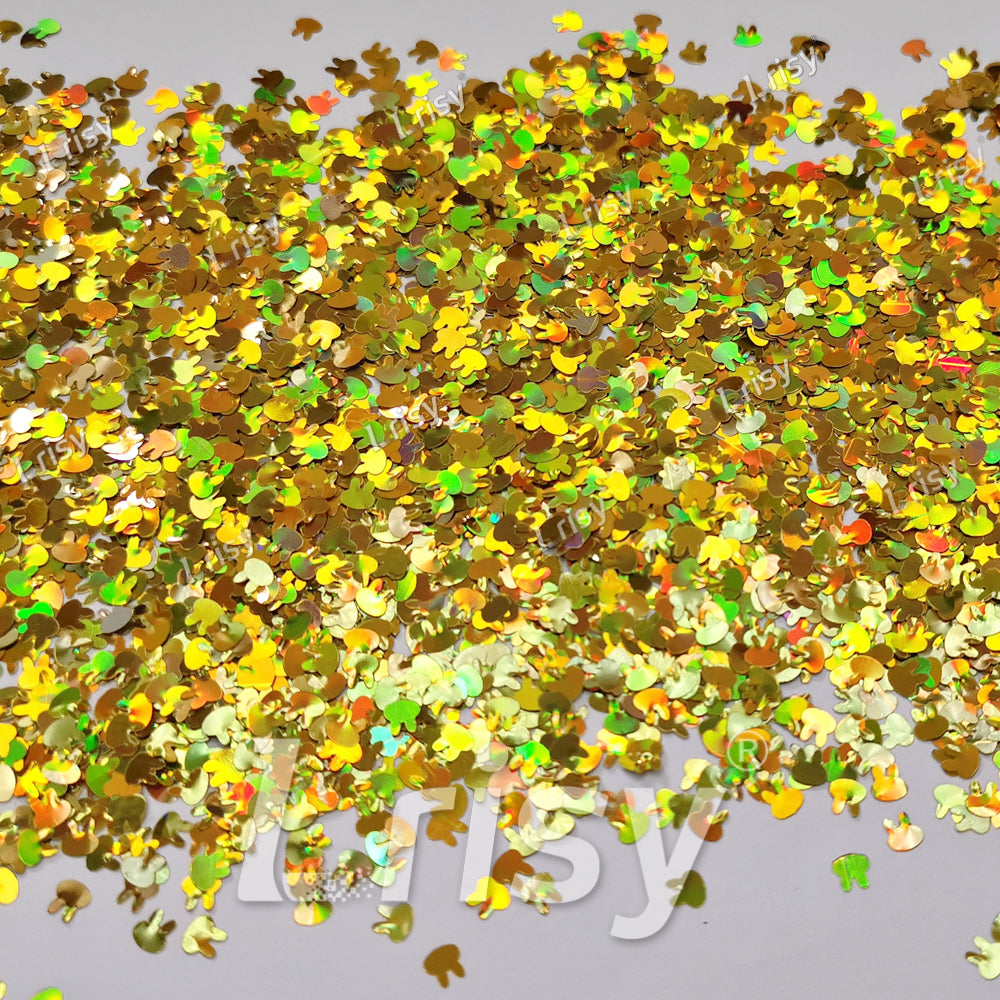 4mm Rabbit Bunny Shapes Laser Gold Glitter LB0210