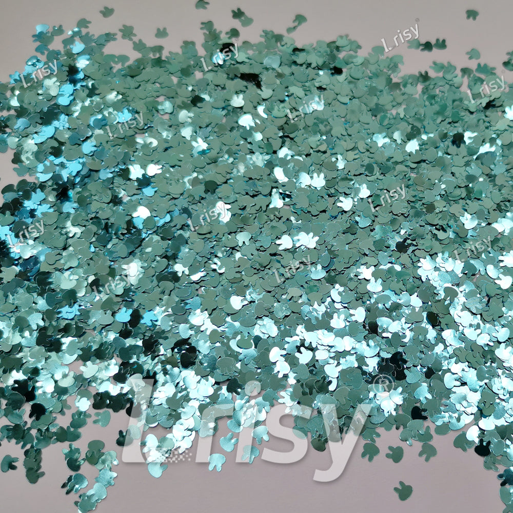 4mm Rabbit Bunny Shapes Sky Blue Glitter B0711