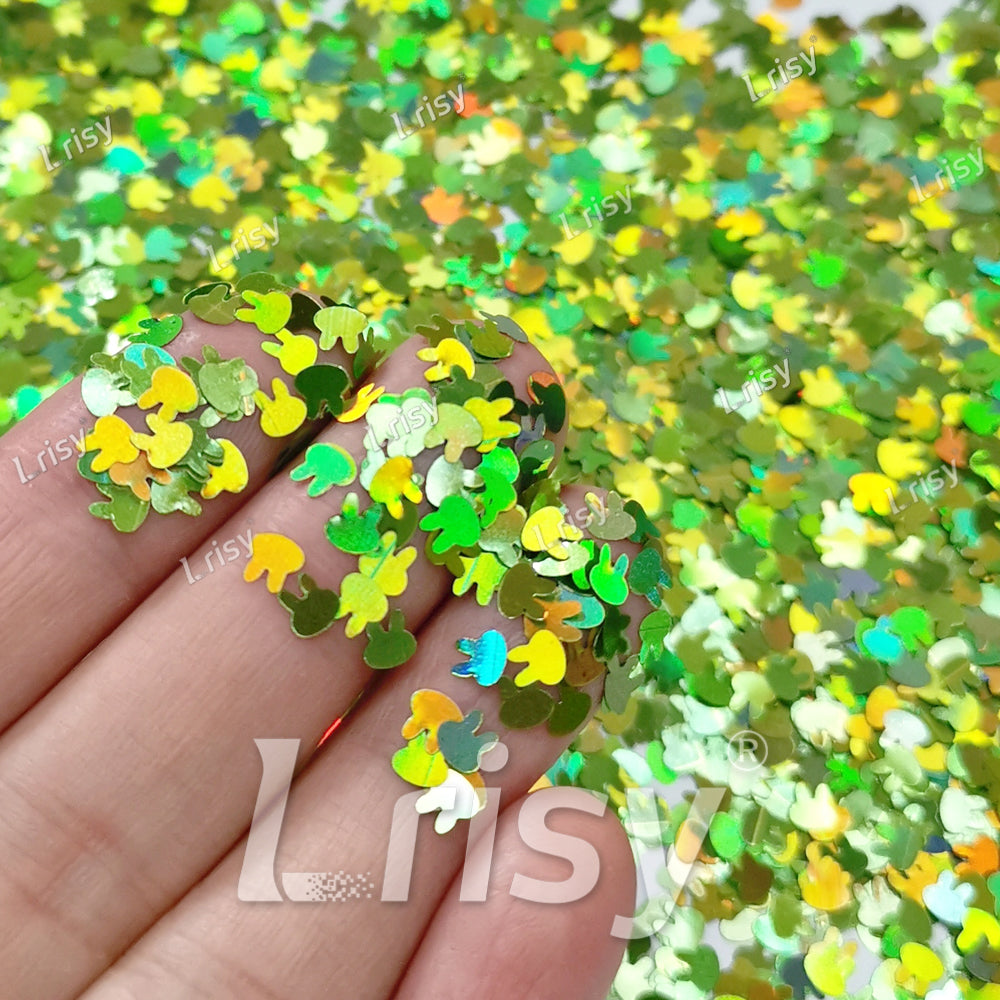 4mm Rabbit Bunny Shapes Laser Green Glitter LB0601