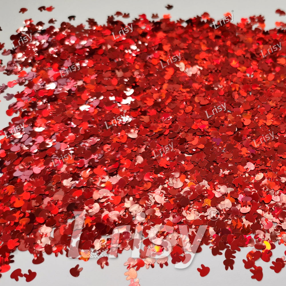 4mm Rabbit Shapes Laser Red Glitter LB0300
