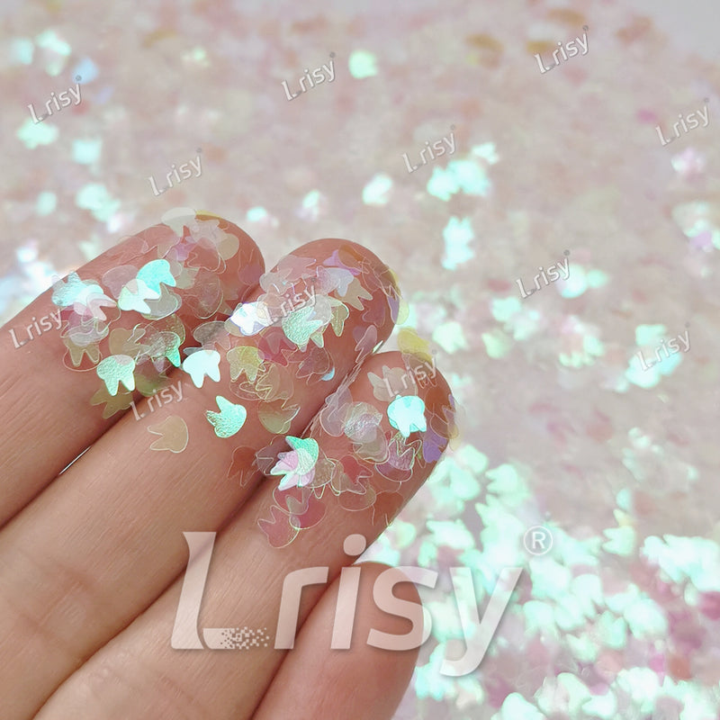 4mm Rabbit Bunny Shapes Dream Pink Iridescent Glitter C003