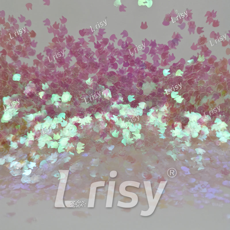 4mm Rabbit Bunny Shapes Dream Pink Iridescent Glitter C003