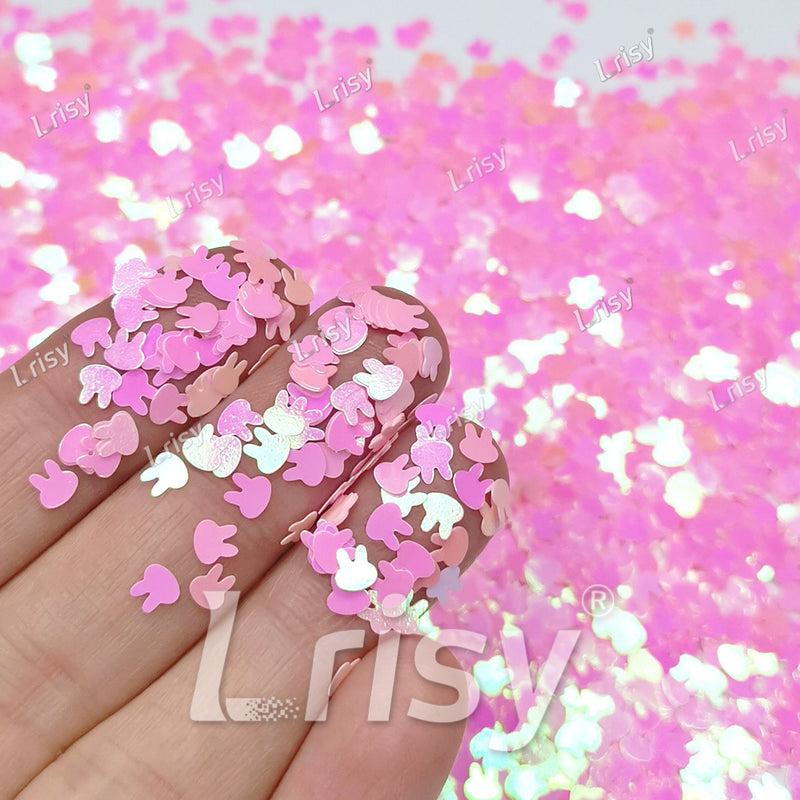 4mm Rabbit Bunny Shapes Rose Pink Glitter C018R