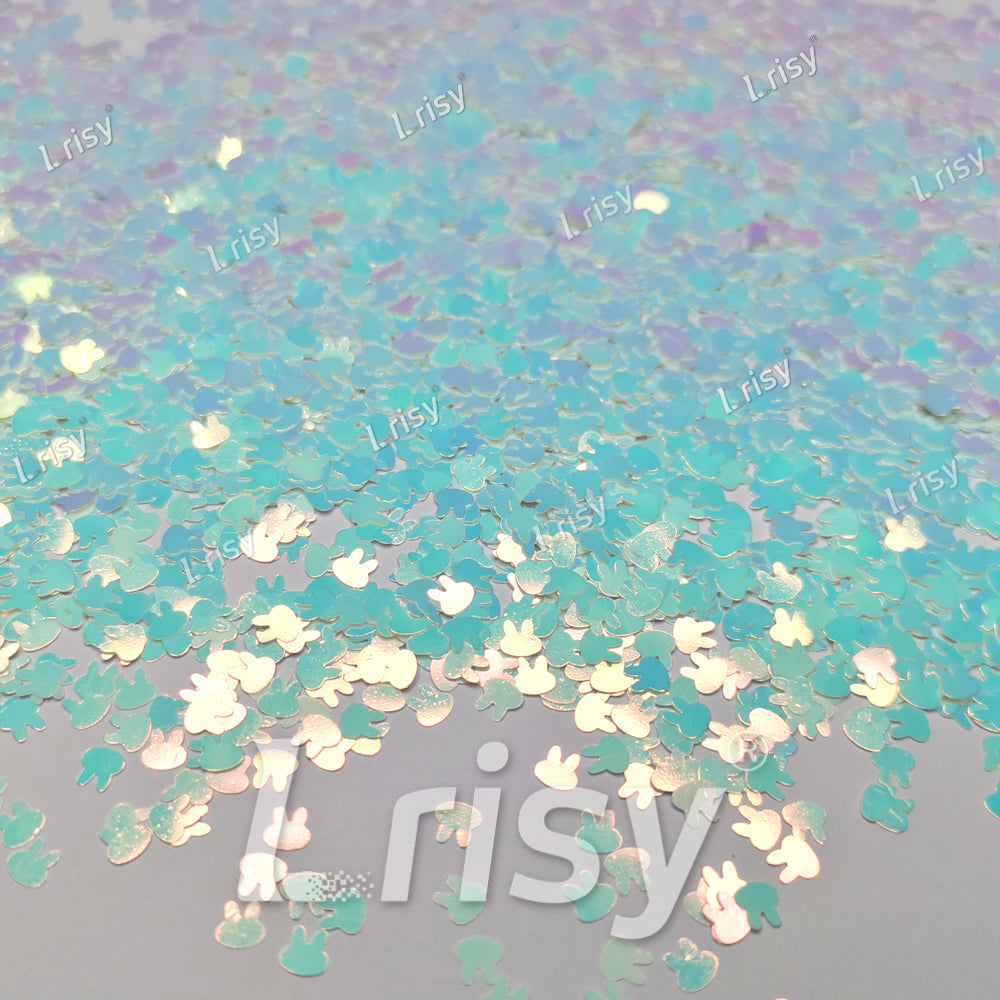 4mm Rabbit Bunny Ice Blue Iridescent Glitter C021R