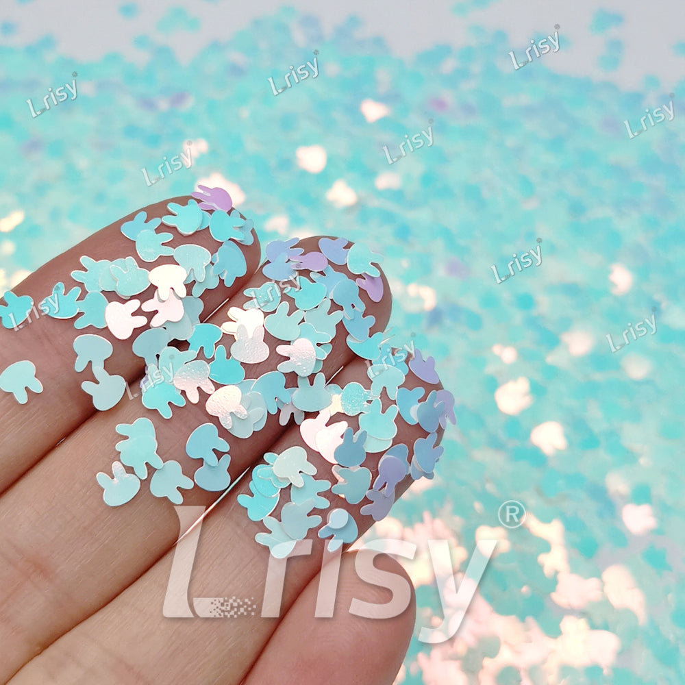 4mm Rabbit Bunny Ice Blue Iridescent Glitter C021R