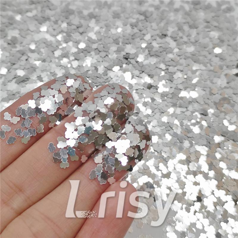 3mm Cloud Shapes Silver Glitter B0100