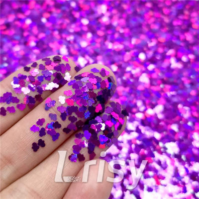 3mm Cloud Shapes Laser Purple Glitter LB0800