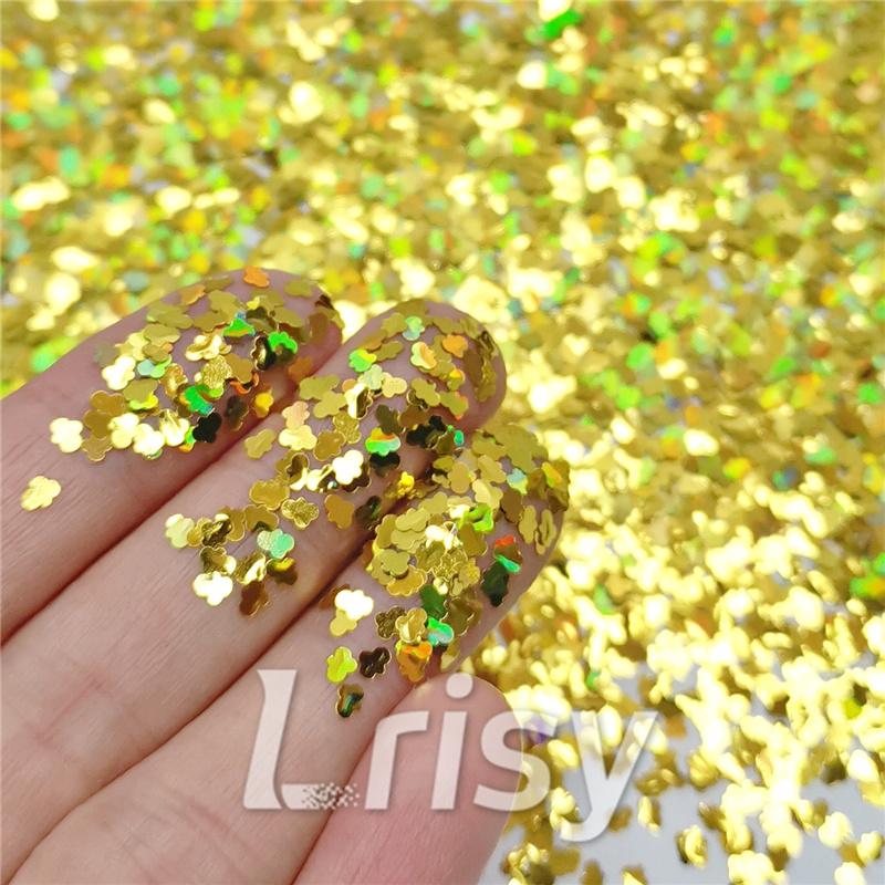 3mm Cloud Shapes Laser Gold Glitter LB0210