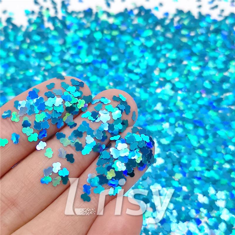 3mm Cloud Shapes Laser Sky Blue Glitter LB0700