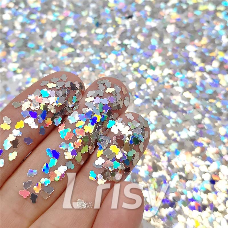 3mm Cloud Shapes Laser Silver Glitter LB0100