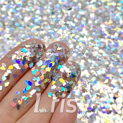 6pcs/set Christmas Holographic Glitter Sequins Champagne Silver Chunky  Glitter Nail Art Sequins Xmas Girl Manicure Glitter