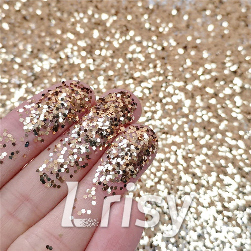 1mm Hexagon Shapes Sand Gold Chunky Glitter B0213