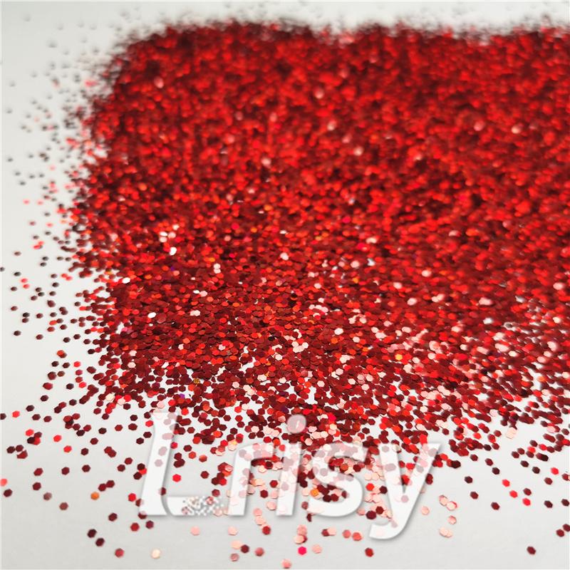 1mm Hexagon Shapes Laser Red Chunky Glitter LB0300