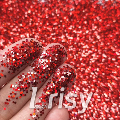 1mm Hexagon Shapes Laser Red Chunky Glitter LB0300