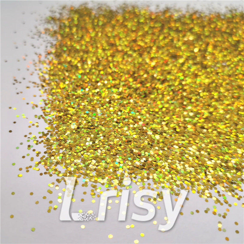 1mm Hexagon Shapes Laser Gold Chunky Glitter LB0210