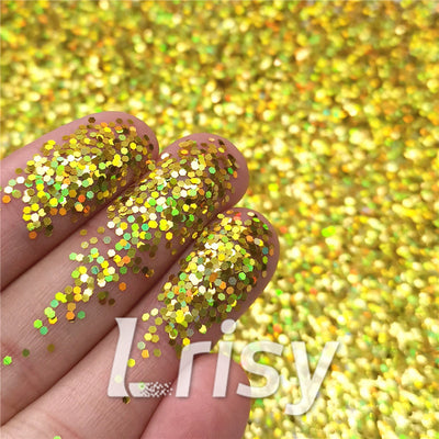 1mm Hexagon Shapes Laser Gold Chunky Glitter LB0210
