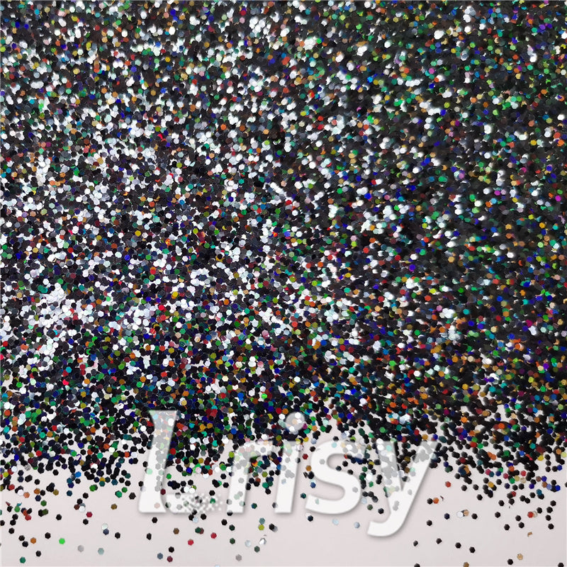 1mm Hexagon Shapes Laser Black Chunky Glitter LB01000