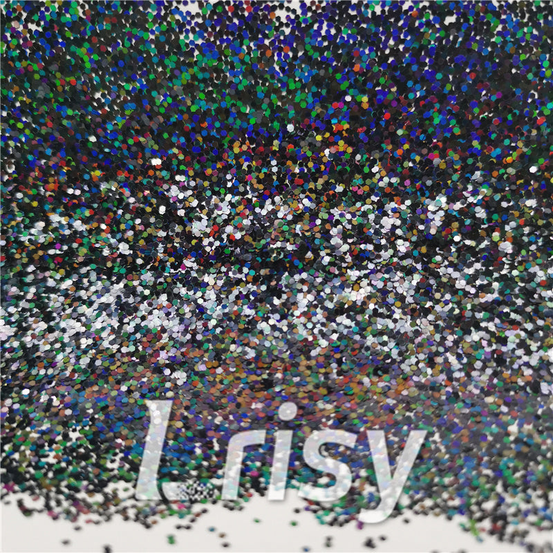 1mm Hexagon Shapes Laser Black Chunky Glitter LB01000