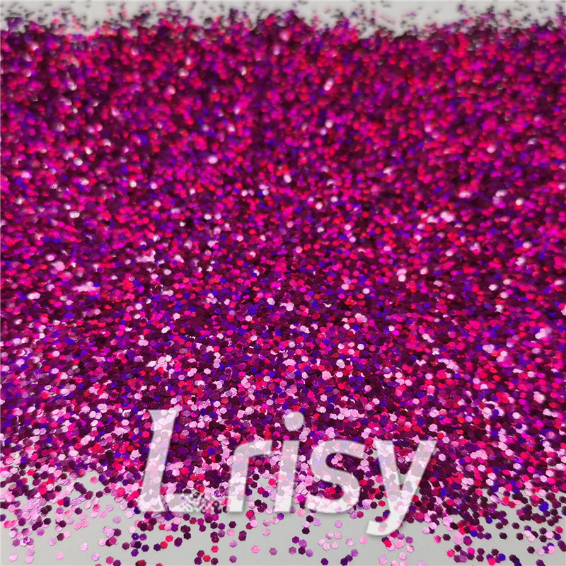 1mm Hexagon Shapes Laser Rose Red Chunky Glitter LB0900