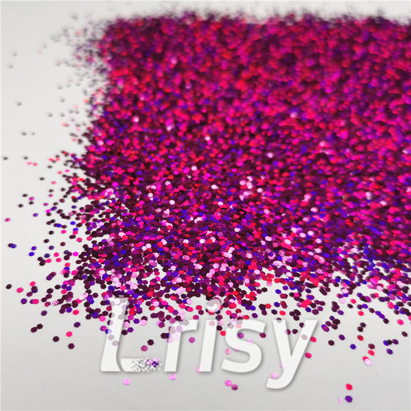 1mm Hexagon Shapes Laser Rose Red Chunky Glitter LB0900