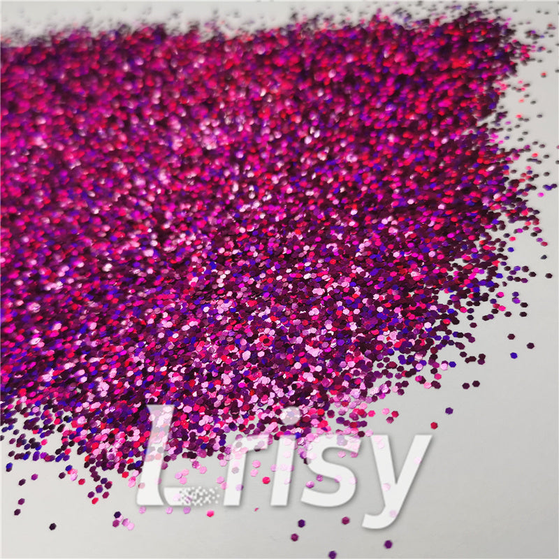 1mm Hexagon Shapes Laser Rose Red Chunky Glitter LB0900
