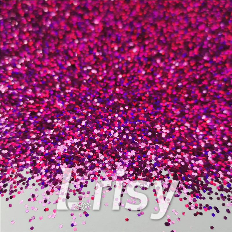 1mm Hexagon Shapes Laser Rose Red Chunky Glitter LB0900