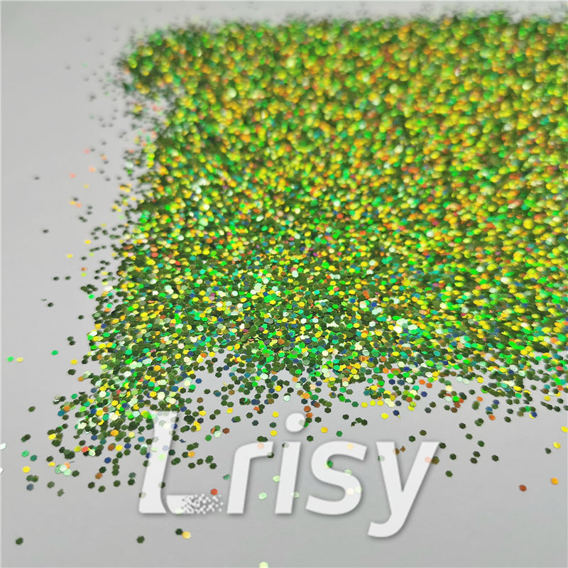 1mm Hexagon Shapes Laser Green Chunky Glitter LB0601