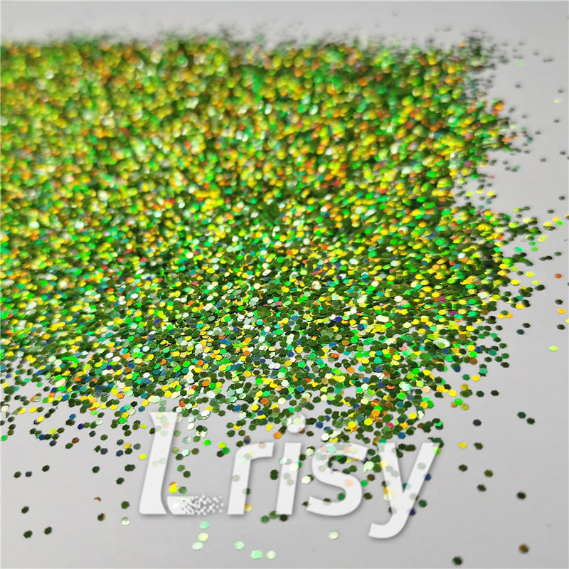 1mm Hexagon Shapes Laser Green Chunky Glitter LB0601