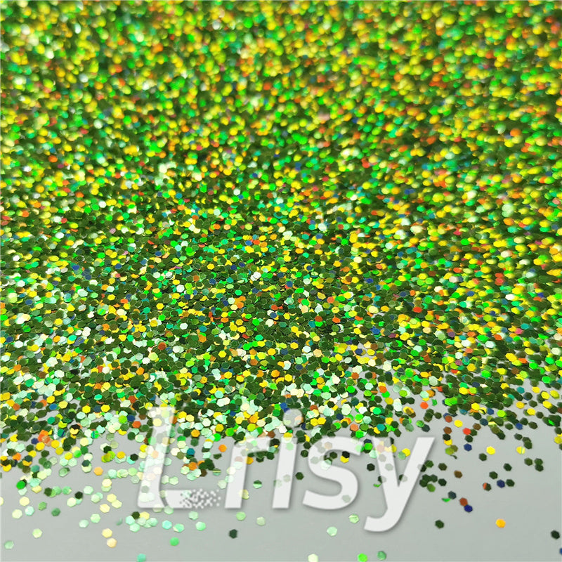 1mm Hexagon Shapes Laser Green Chunky Glitter LB0601