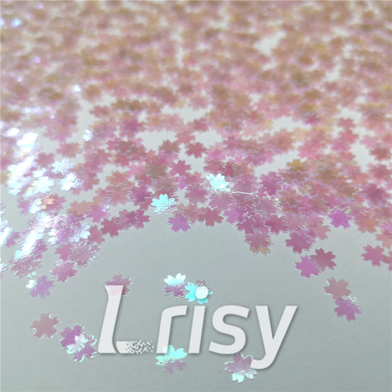 5mm Cherry Blossoms  (Sakura) Shaped Iridescent Dream Pink Glitter C003