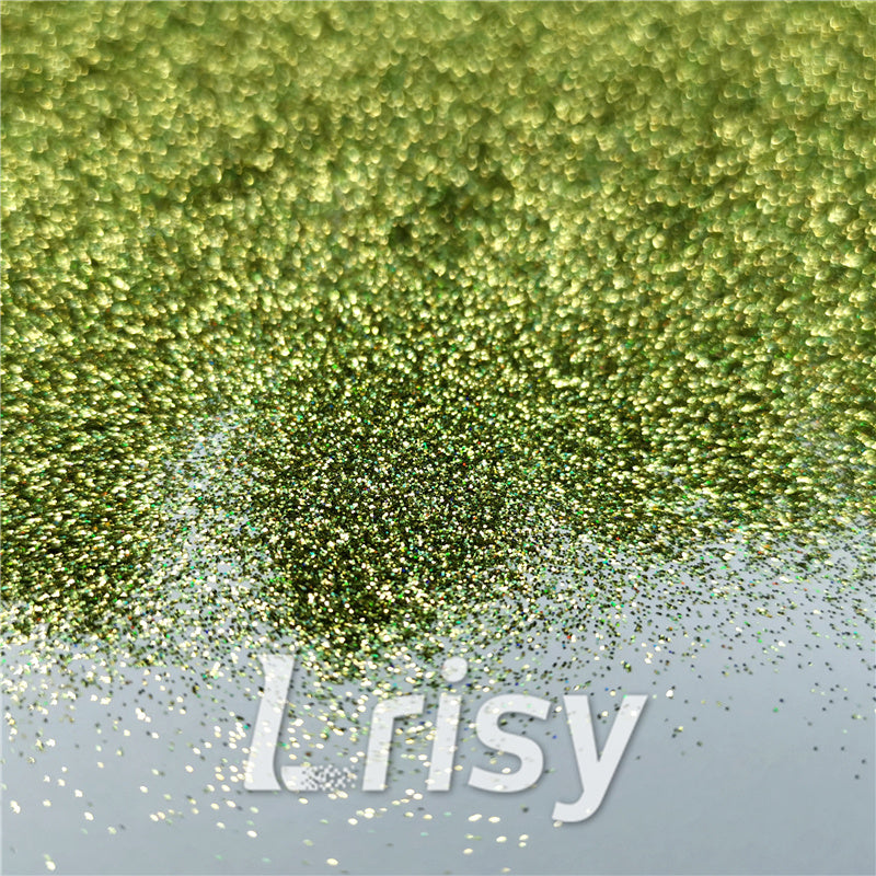 0.2mm Holographic Pigment Golden Green Glitter Cosmetic Grade SLG007