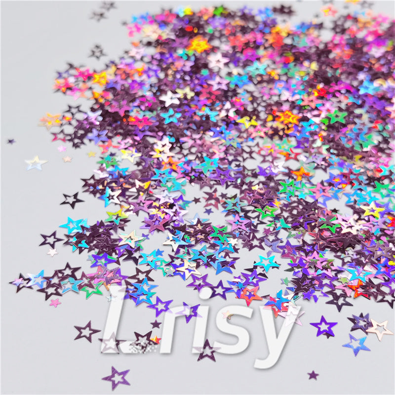 6mm Holographic Pink Hollow Out Star Shaped Glitter LB0901