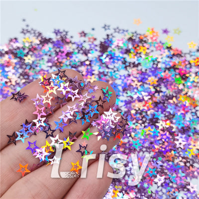 6mm Holographic Pink Hollow Out Star Shaped Glitter LB0901