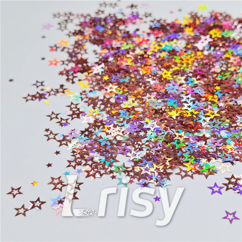 6mm Holographic Hazy Pink Hollow Out Star Shaped Glitter LB0911