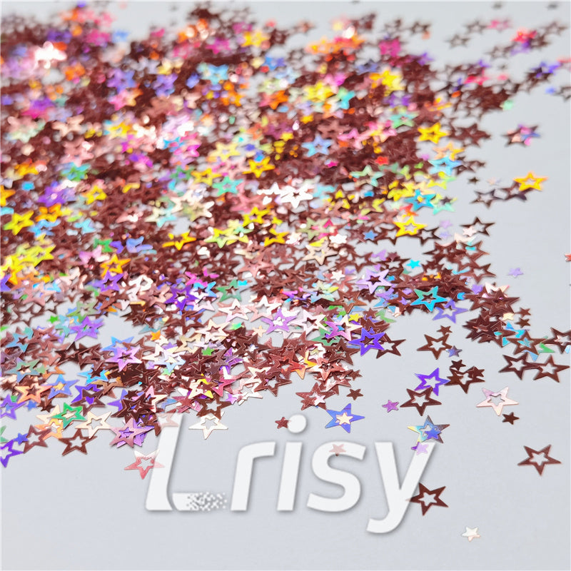 6mm Holographic Hazy Pink Hollow Out Star Shaped Glitter LB0911
