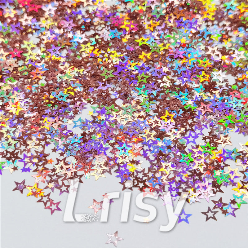 6mm Holographic Hazy Pink Hollow Out Star Shaped Glitter LB0911